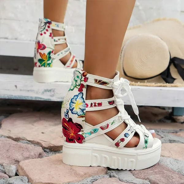 Women's Cross-Strap Printed Platform Sandals 29288841C