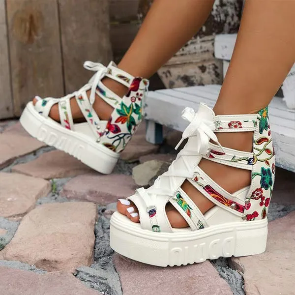 Women's Cross-Strap Printed Platform Sandals 29288841C