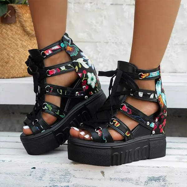 Women's Cross-Strap Printed Platform Sandals 29288841C