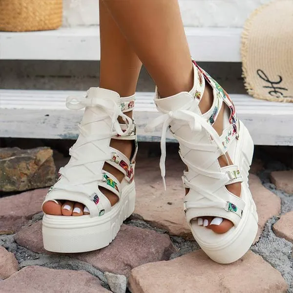 Women's Cross-Strap Printed Platform Sandals 29288841C
