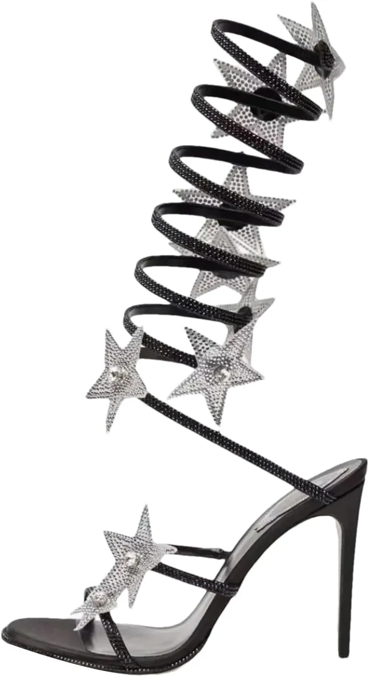 Women's Diamond Summer Sandals - European & American Style, Flower Stiletto Straw Wedding Shoes