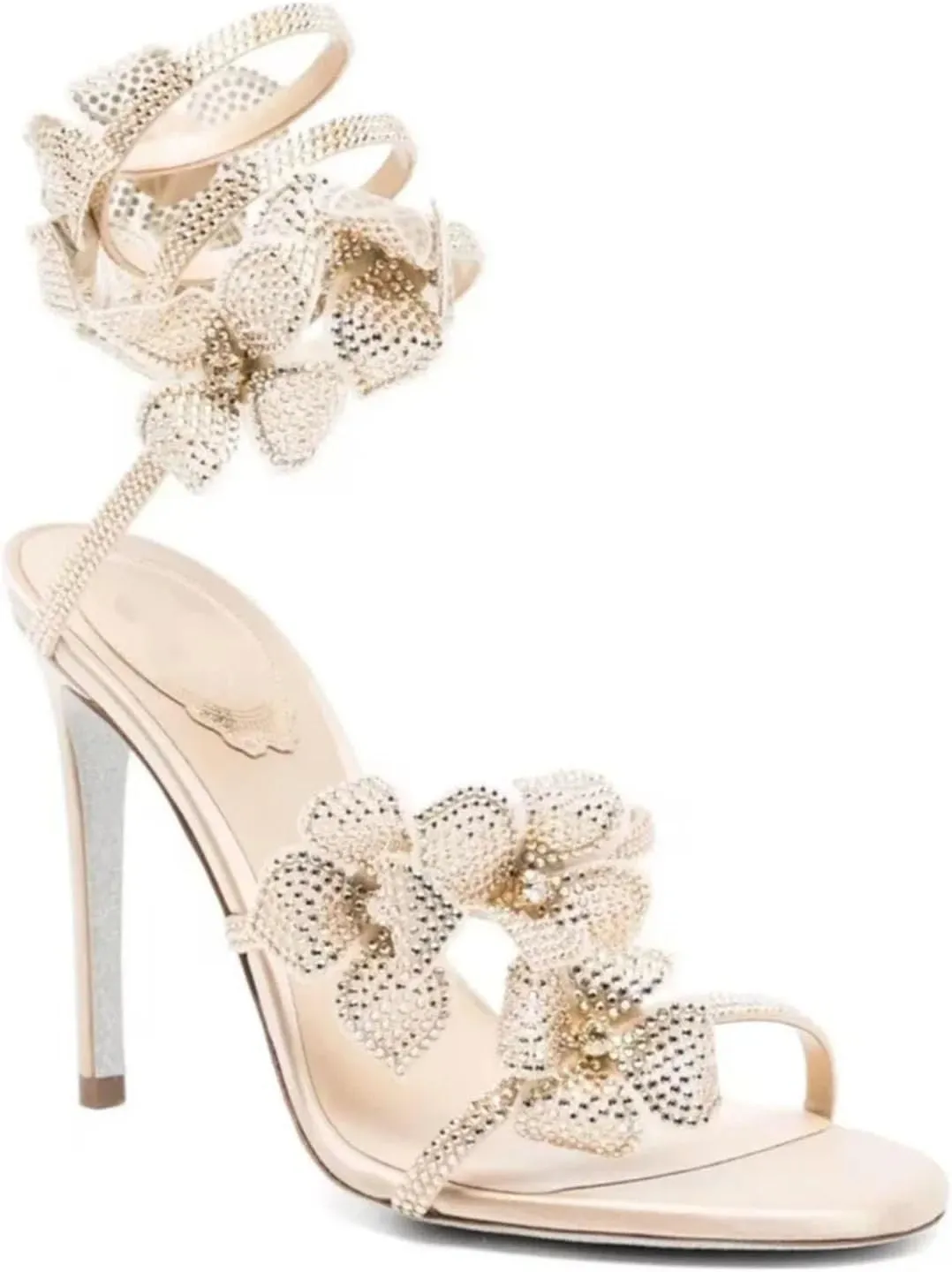 Women's Diamond Summer Sandals - European & American Style, Flower Stiletto Straw Wedding Shoes