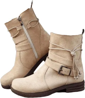 Womens Dress Bo_ots Low He_el Comfortable Combat bo_ots Mid-Calf Military Winter bo_ot Motorcycle Biker Ankle bo_oties