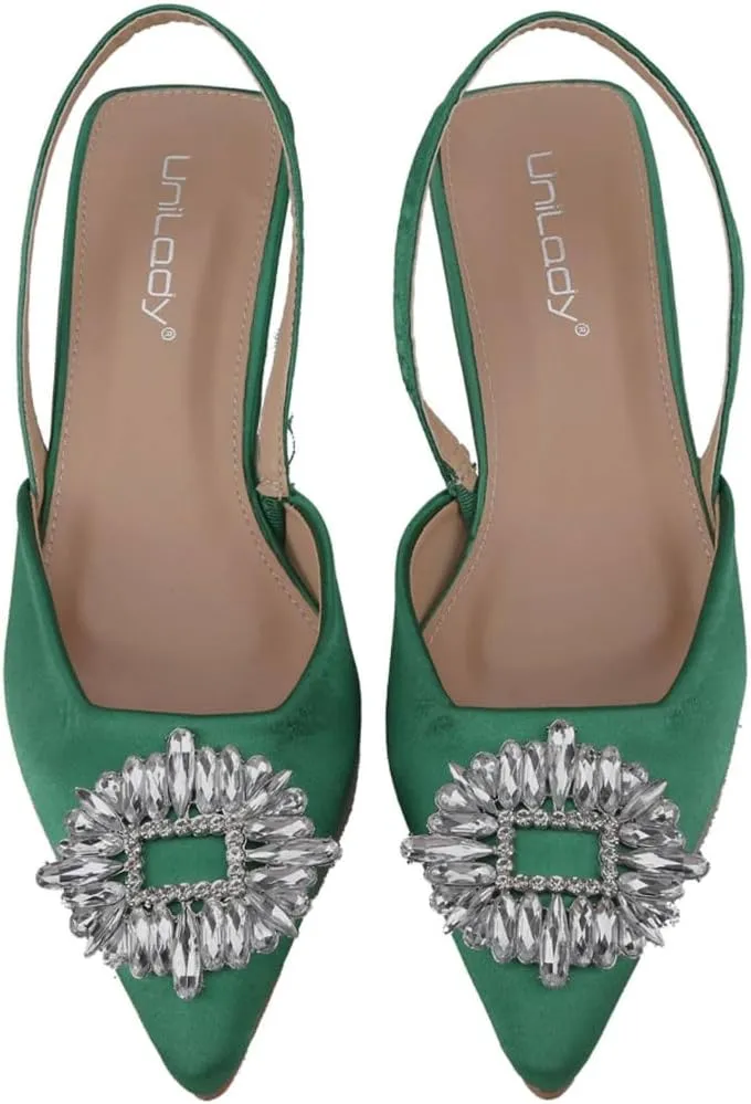 Women's Elegant Fashion Crystal Rhinestone Decor Pointed Toe High Heel Pumps Shoes Pointed-Toe Mid-Heel Pumps Crystal Bow Romantic Elegant Vacation Shoes Summer Basics Business Casual Business Chic Spring Shoes Spring Break Easter