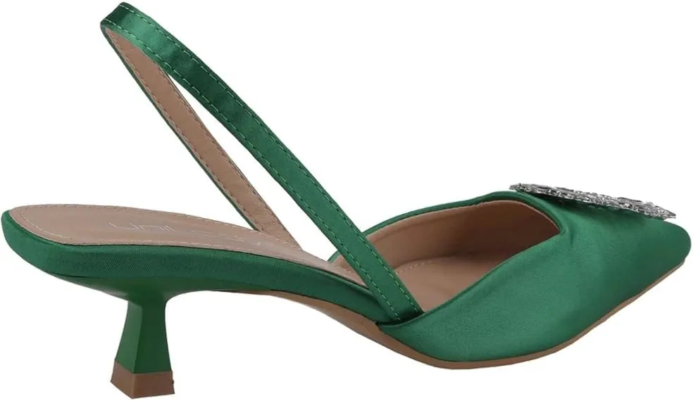 Women's Elegant Fashion Crystal Rhinestone Decor Pointed Toe High Heel Pumps Shoes Pointed-Toe Mid-Heel Pumps Crystal Bow Romantic Elegant Vacation Shoes Summer Basics Business Casual Business Chic Spring Shoes Spring Break Easter