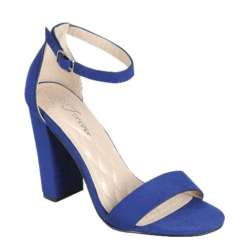 Women's Faux Suede Open Toe Sandal with Block Heel & Ankle Strap