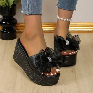 Women's Floral Embellished Platform Sandals with Ankle Strap 34326340C