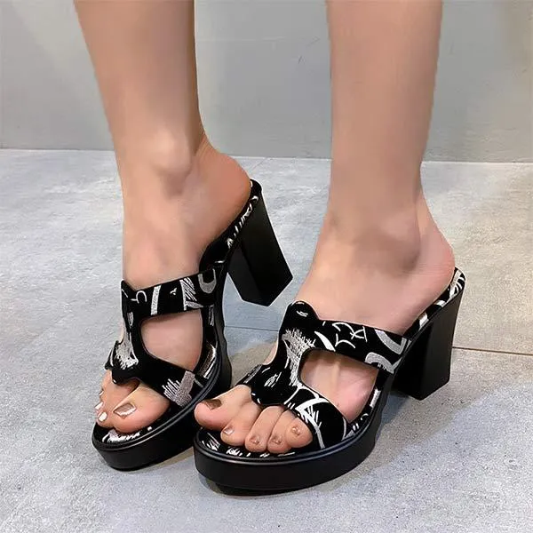 Women's High Heel Peep Toe Chunky Platform Sandals 51013364C