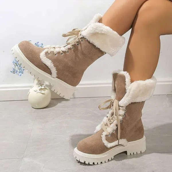 Women's Mid-Calf Front-Lace Snow Boots 61740372C