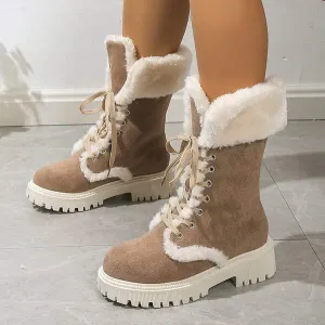 Women's Mid-Calf Front-Lace Snow Boots 61740372C