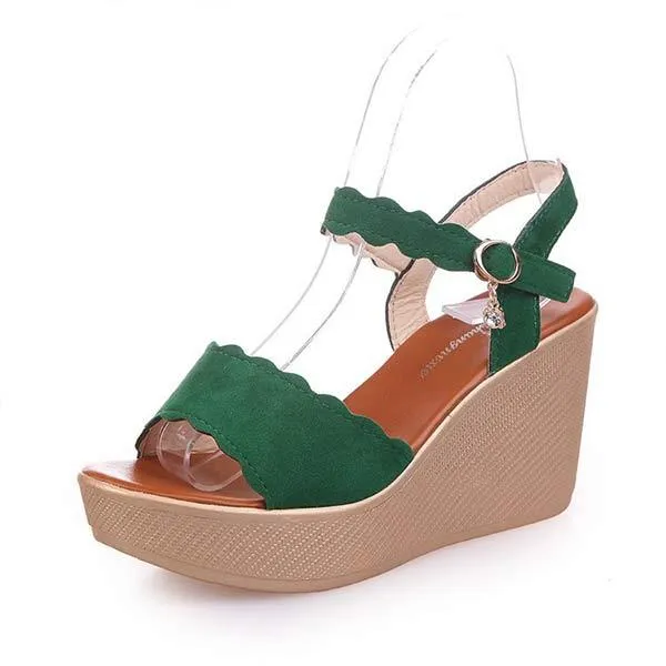 Womens' Open-toe Wedge Sandals with Buckle 48399994C