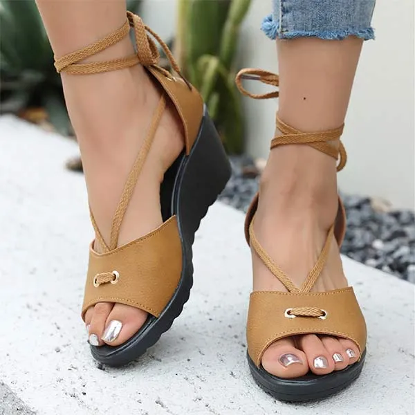Women's Peep-Toe Ankle Strap Wedge Sandals 08331696C