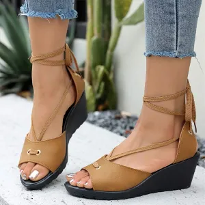 Women's Peep-Toe Ankle Strap Wedge Sandals 08331696C