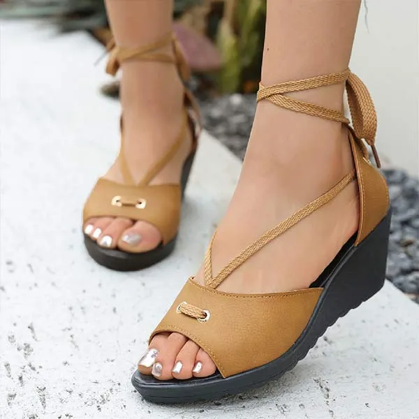Women's Peep-Toe Ankle Strap Wedge Sandals 08331696C
