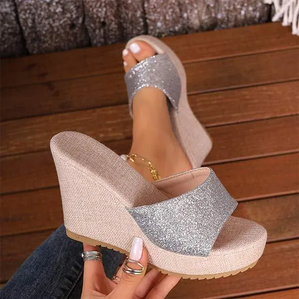 Women's Platform Peep Toe Wedge Sandals with Fish Mouth Design 41010493C