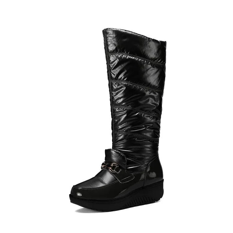 Women's Plush Down Waterproof Platform Wedge Heel Snow Boots