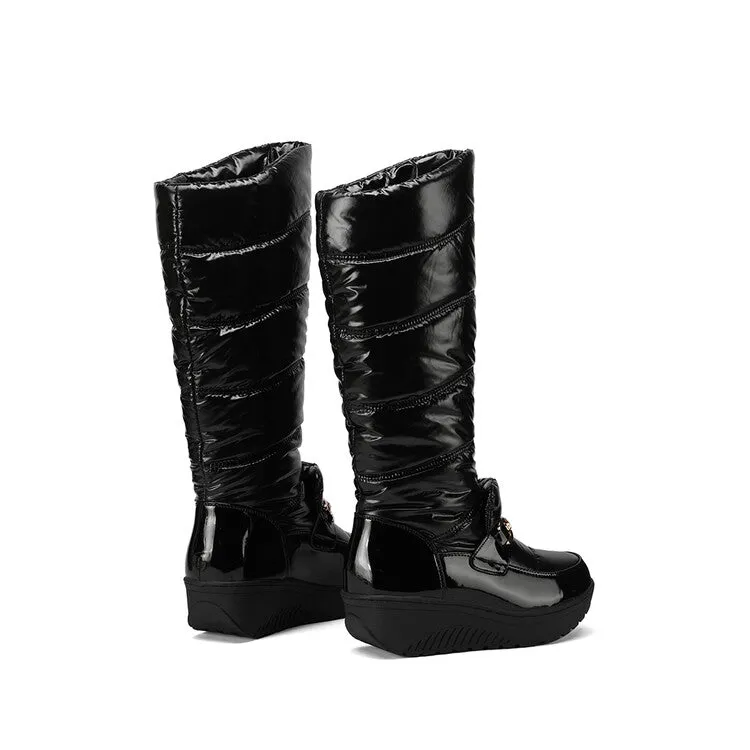 Women's Plush Down Waterproof Platform Wedge Heel Snow Boots