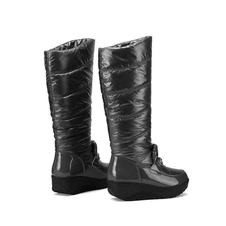 Women's Plush Down Waterproof Platform Wedge Heel Snow Boots