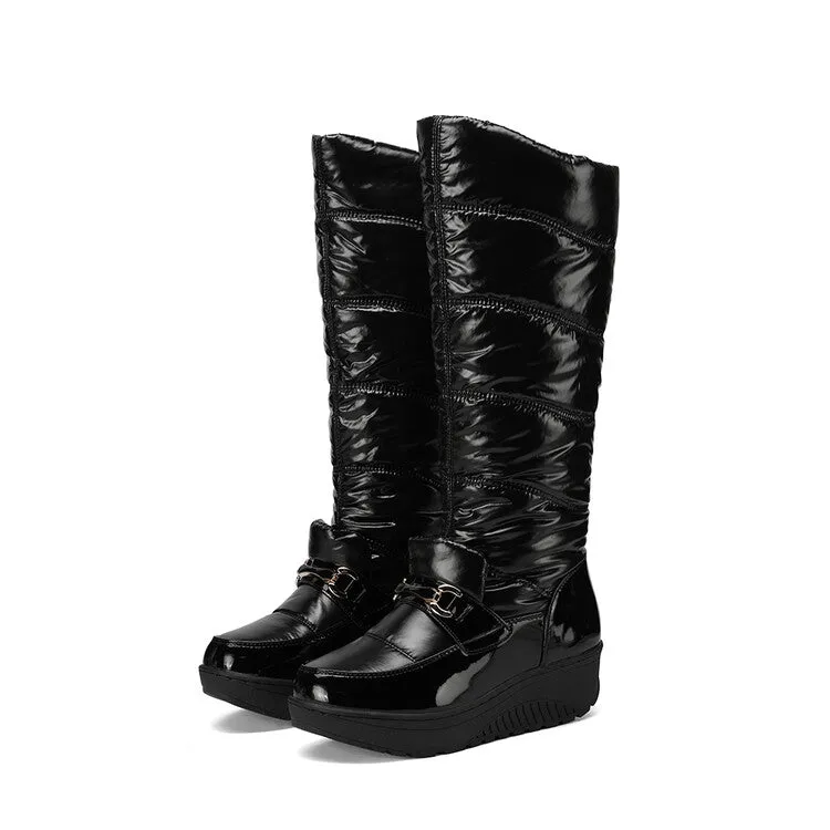 Women's Plush Down Waterproof Platform Wedge Heel Snow Boots