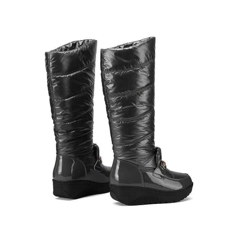 Women's Plush Down Waterproof Platform Wedge Heel Snow Boots