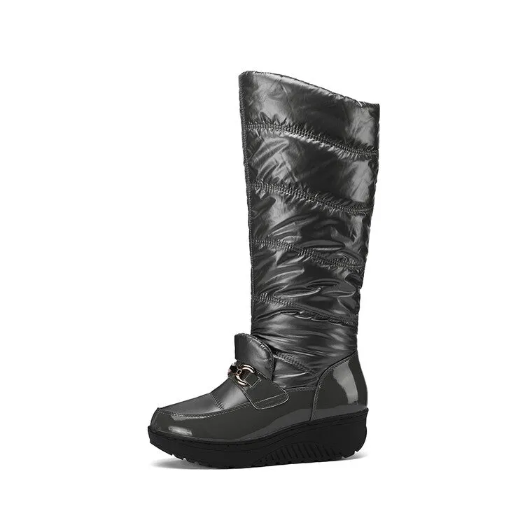 Women's Plush Down Waterproof Platform Wedge Heel Snow Boots