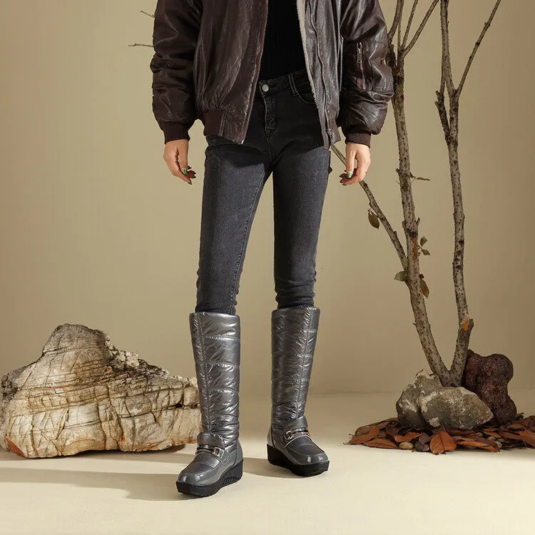 Women's Plush Down Waterproof Platform Wedge Heel Snow Boots