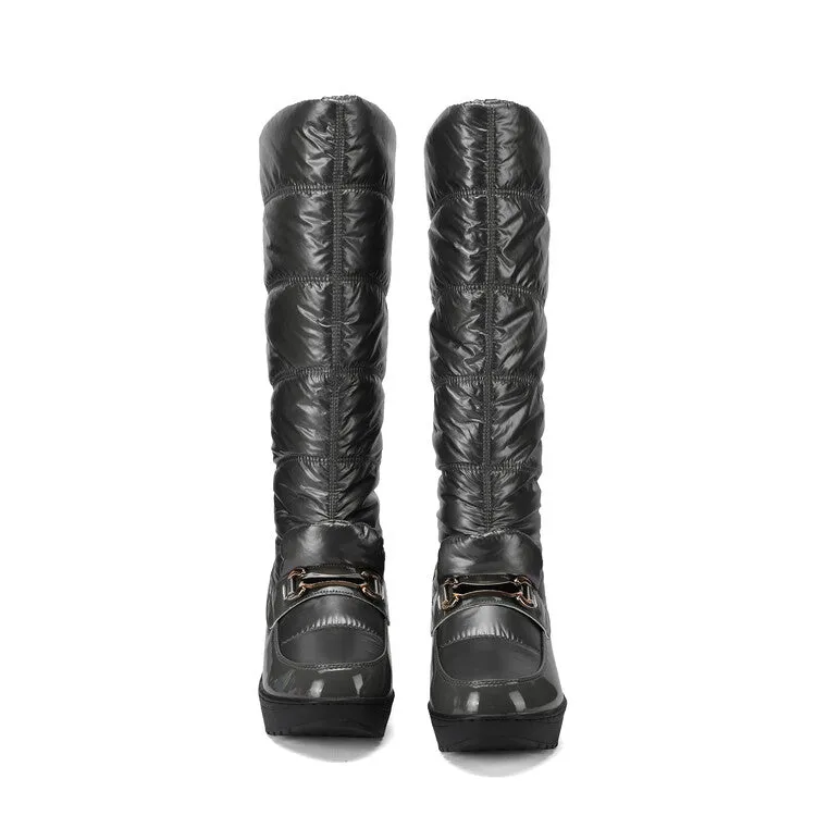 Women's Plush Down Waterproof Platform Wedge Heel Snow Boots