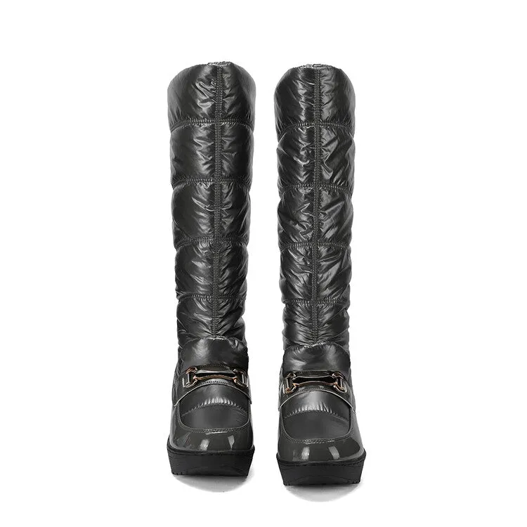 Women's Plush Down Waterproof Platform Wedge Heel Snow Boots