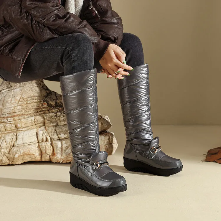 Women's Plush Down Waterproof Platform Wedge Heel Snow Boots