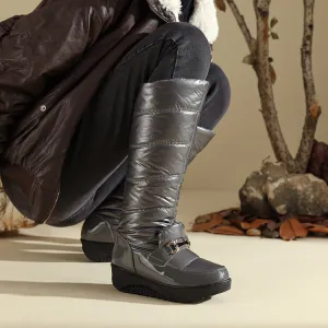 Women's Plush Down Waterproof Platform Wedge Heel Snow Boots