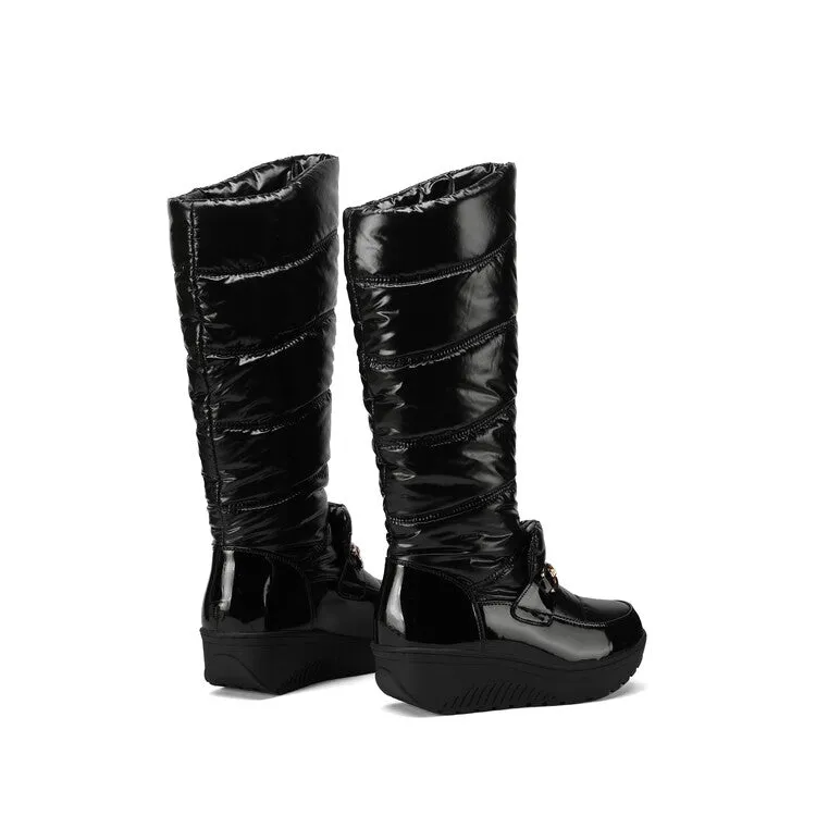Women's Plush Down Waterproof Platform Wedge Heel Snow Boots
