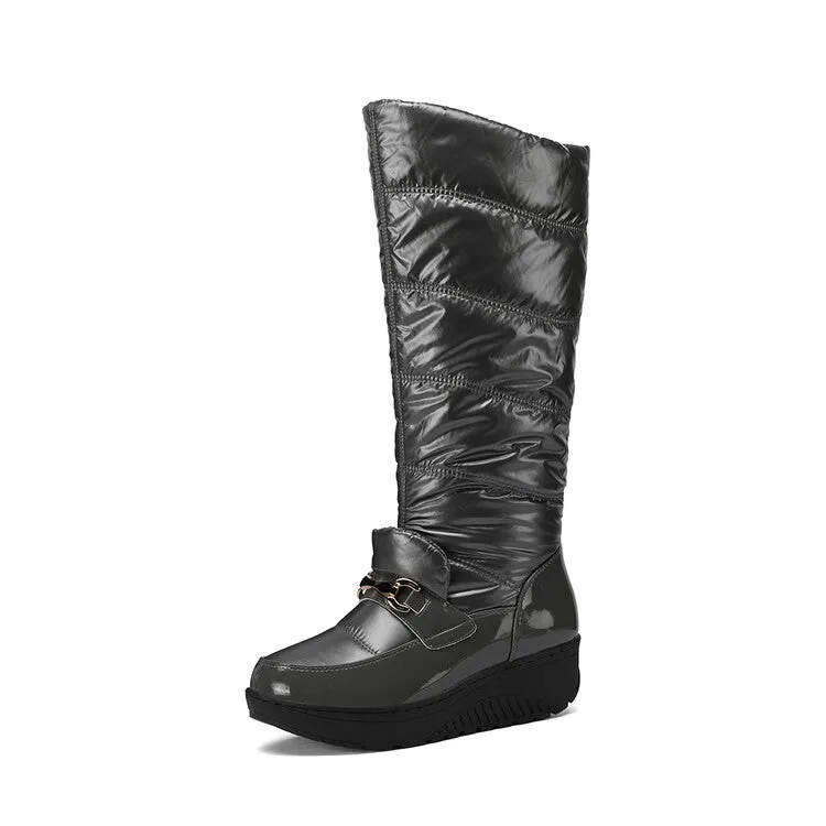 Women's Plush Down Waterproof Platform Wedge Heel Snow Boots