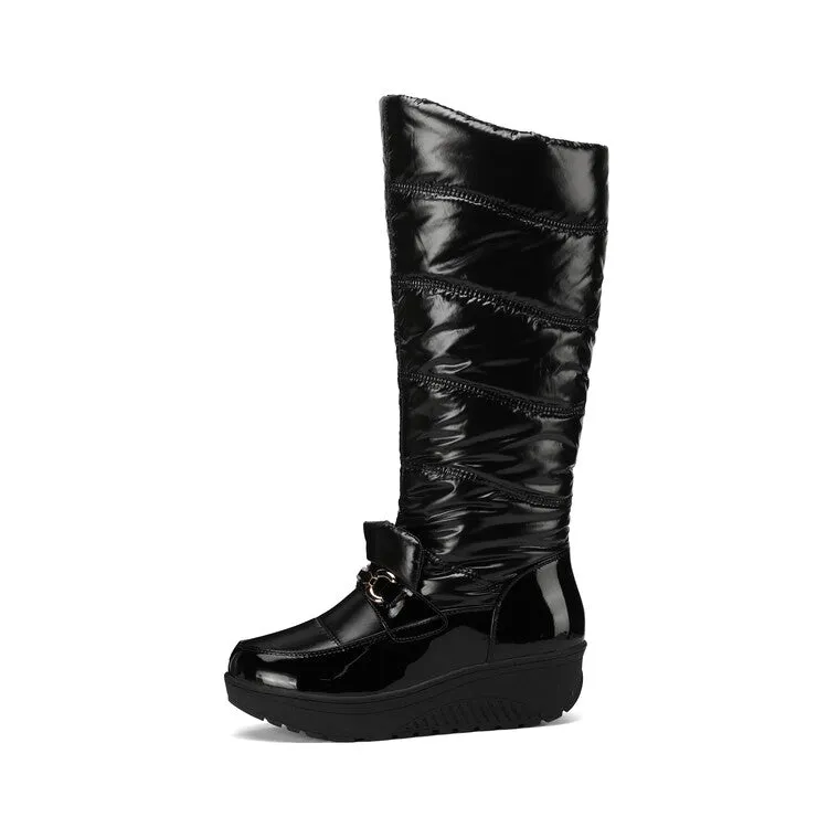 Women's Plush Down Waterproof Platform Wedge Heel Snow Boots