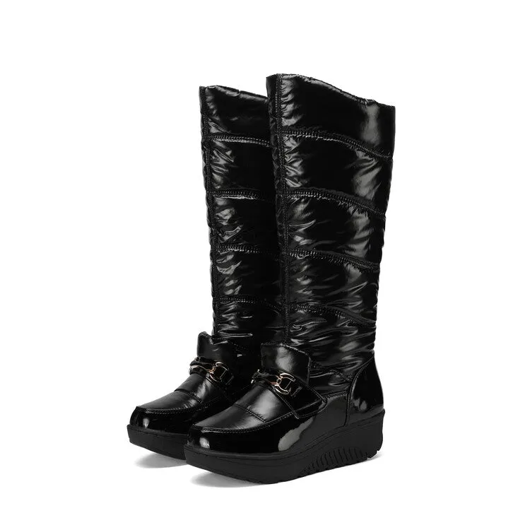 Women's Plush Down Waterproof Platform Wedge Heel Snow Boots