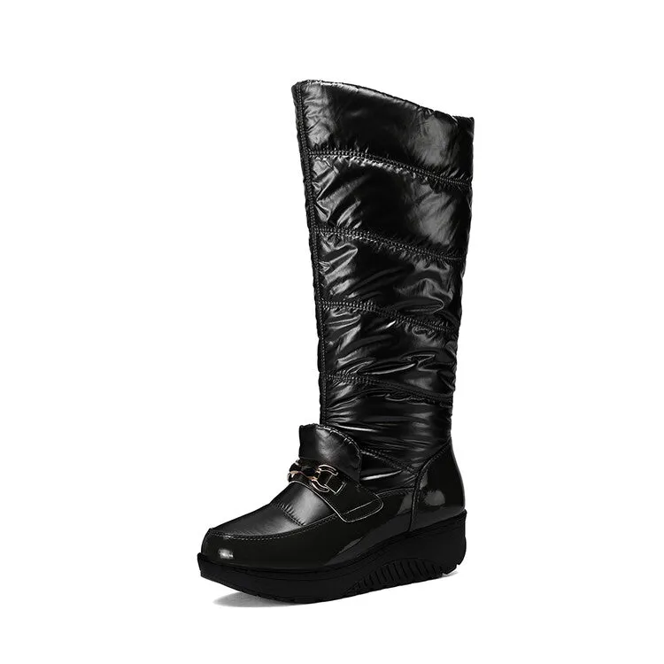 Women's Plush Down Waterproof Platform Wedge Heel Snow Boots