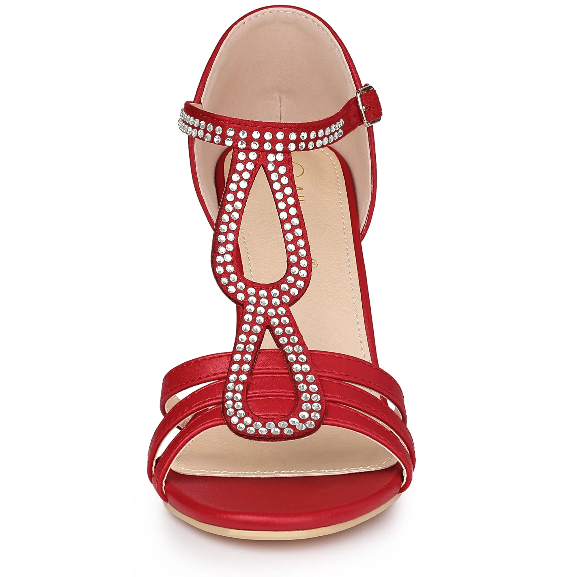 Women's Rhinestone Ankle Strap Open Toe Stiletto Heels Sandals