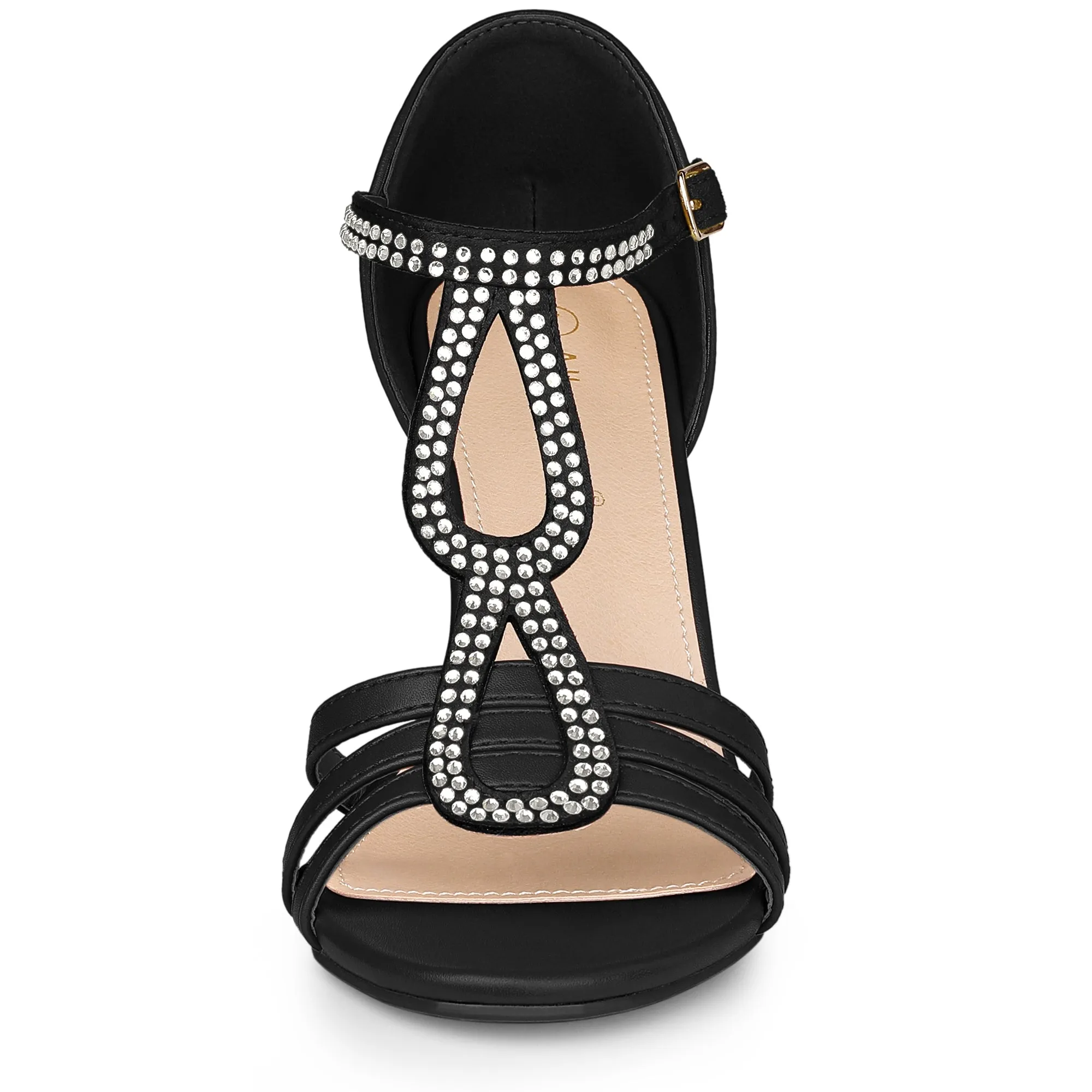 Women's Rhinestone Ankle Strap Open Toe Stiletto Heels Sandals