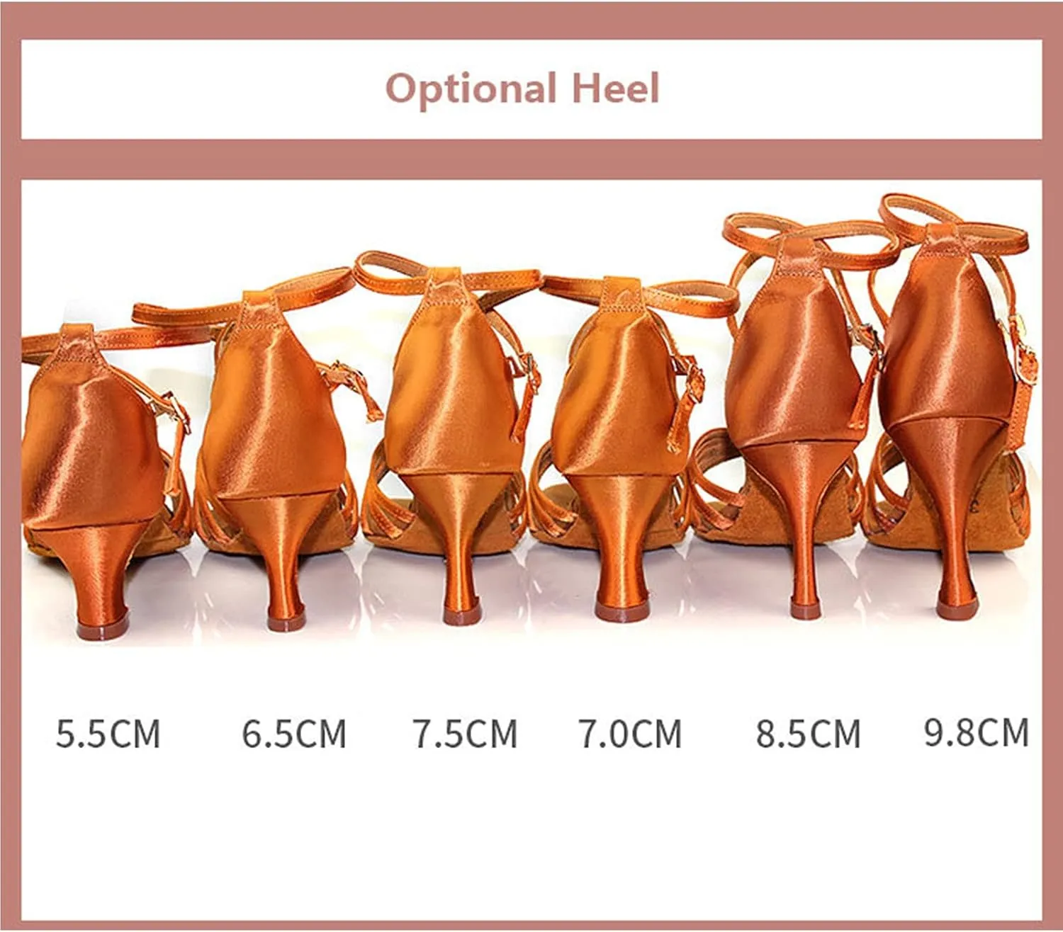 Women's Satin Latin Dance Shoes, Salsa Tango Dancing Shoes, for Wedding Party Prom (Color : Brown 5.5cm, Size : 8.5)