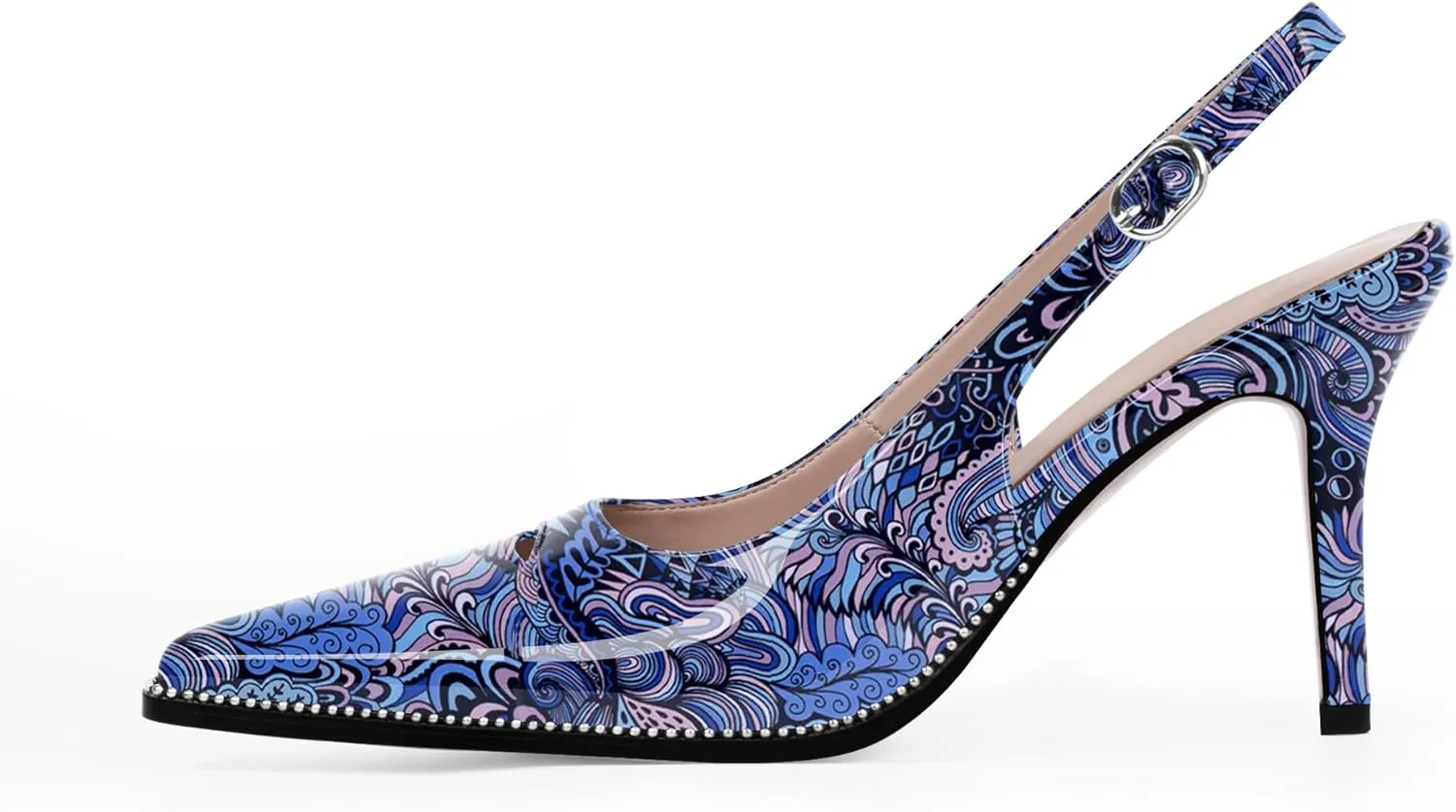 Women's Slingback Stiletto High Heels Pointed Toe Patent Leather Dress Pumps