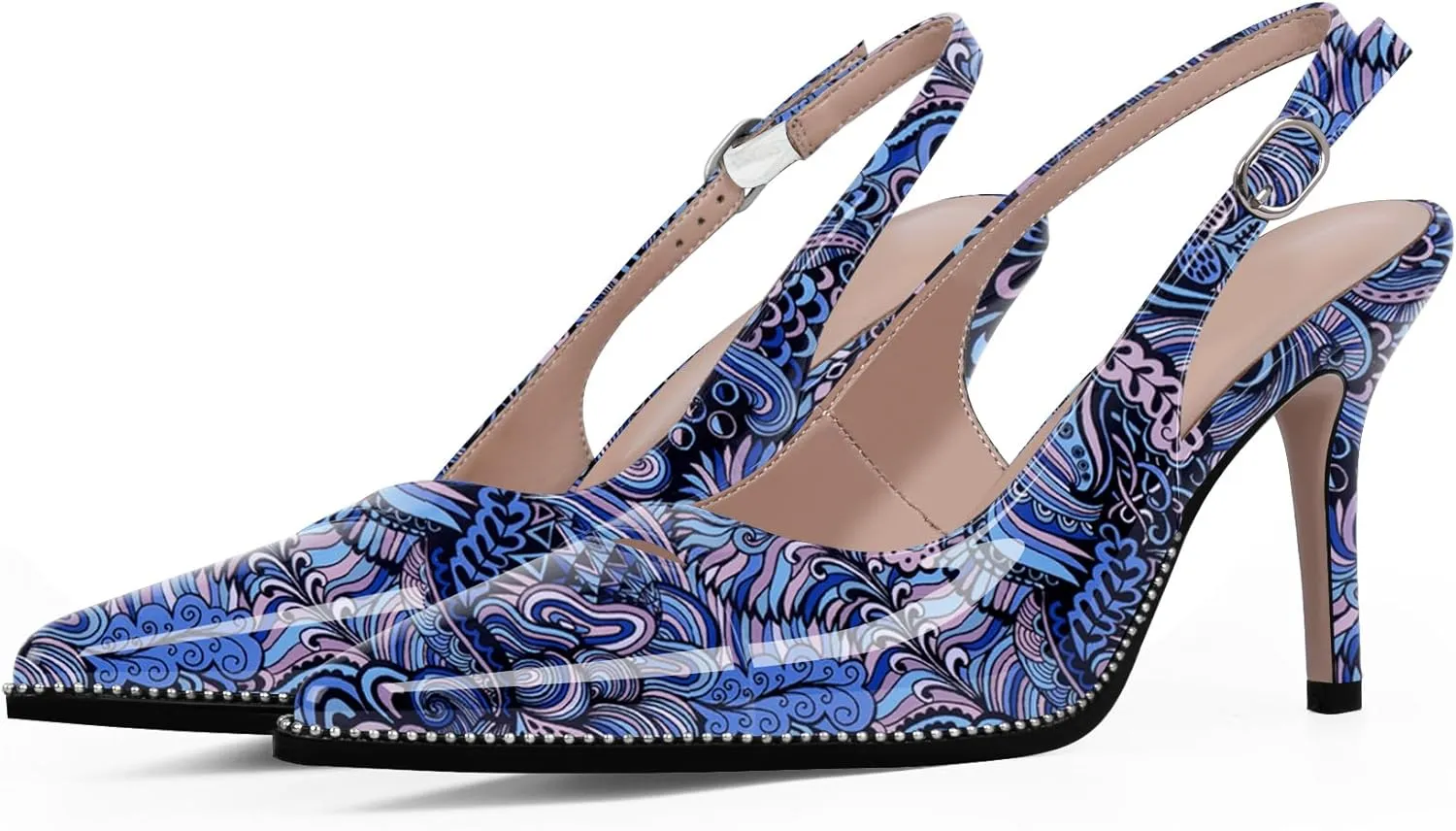 Women's Slingback Stiletto High Heels Pointed Toe Patent Leather Dress Pumps