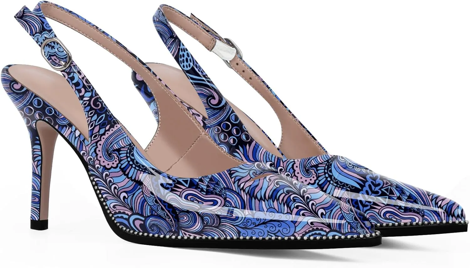 Women's Slingback Stiletto High Heels Pointed Toe Patent Leather Dress Pumps