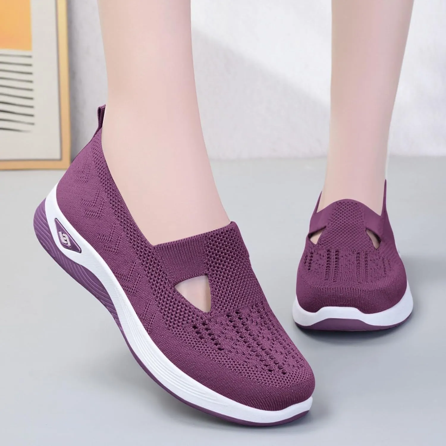 Women's Walking Shoes Orthotic Walking Sneakers Wide Width Non-Slip Sneakers Adjustable Breathable Platform Mesh Sandals