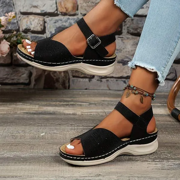 Women's Wedge Heel Buckle Strap Casual Sandals 65684716C