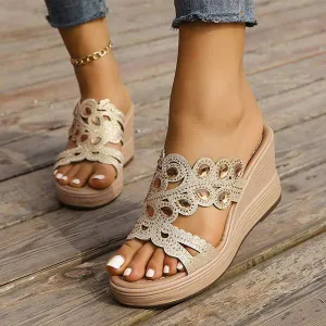 Women's Wedge Heel Rhinestone Sandals 46144798C