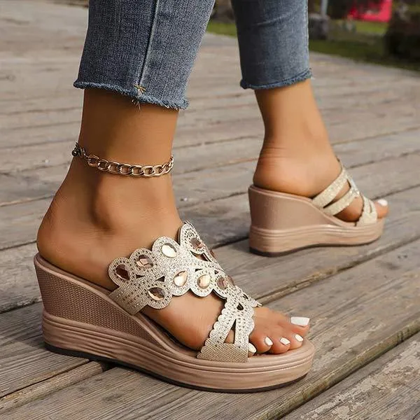 Women's Wedge Heel Rhinestone Sandals 46144798C