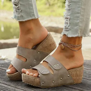 Women's Wedge Heel Thick Sole Printed Sandals 59772578C