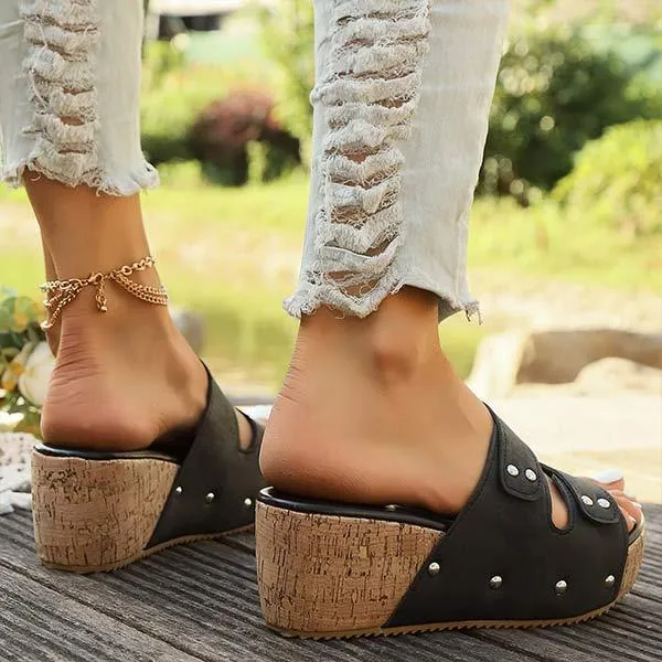 Women's Wedge Heel Thick Sole Printed Sandals 59772578C