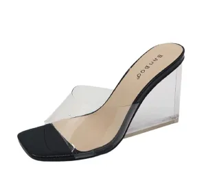Women's Wedge Sandals Clear Slip On Sandals Outstand-02 By Bamboo