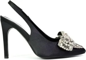 Womens Wrap Around Rhinestones Bow Ladies Pointed Toe High Heel Bridal Party Court Shoes Size 3 4 5 6 7 8