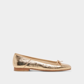 ANISA BALLET FLATS GOLD DISTRESSED LEATHER - re:vita Durable Cushion